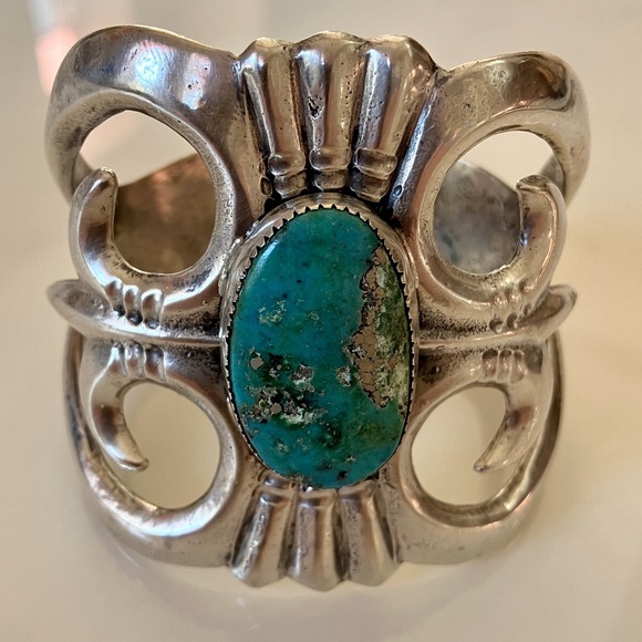 Vintage Turquoise and Sterling Silver Cuff - Picture 1 of 6